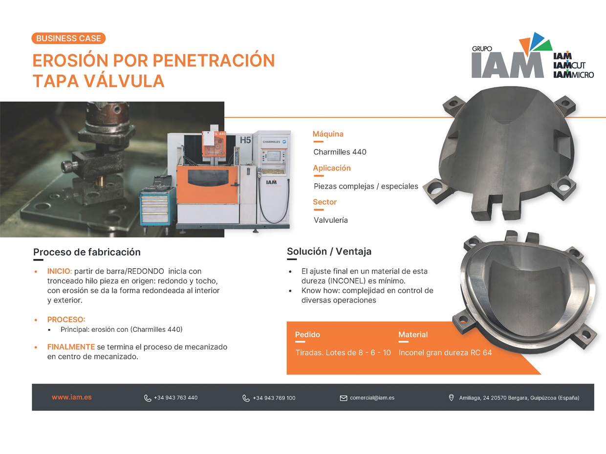 Die sink EDM for inconel valve caps